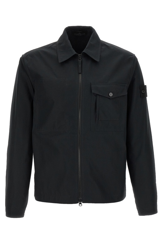 Хлопковая рубашка-накидка Черная STONE ISLAND L1S151200011S0F01V0029