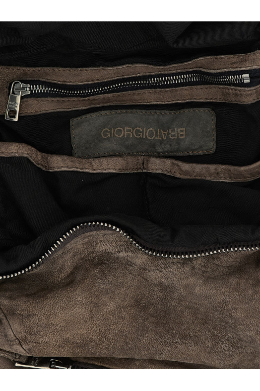 Leather backpack Gray