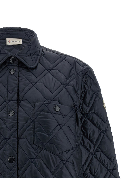 Стеганая рубашка-накидка Синяя MONCLER L10932F00001788UY778