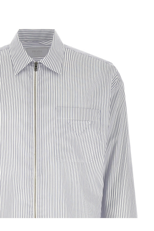 Рубашка в полоску на молнии Синяя PRADA SC855SOOO189FF022X