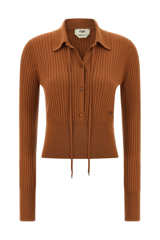 Свитер с ребристой текстурой Коричневый FENDI FZXD75AUZTF1T6K