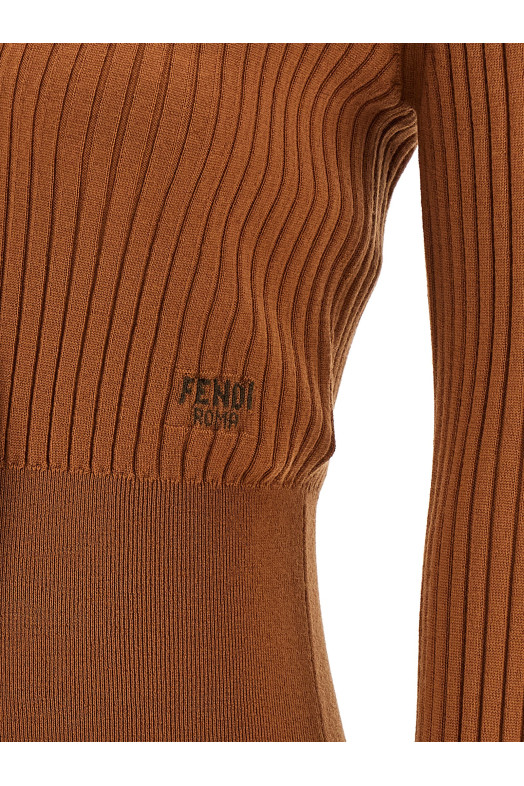 Свитер с ребристой текстурой Коричневый FENDI FZXD75AUZTF1T6K