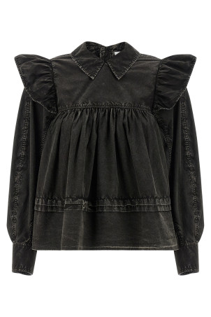 'Black Washed Frill' blouse Black