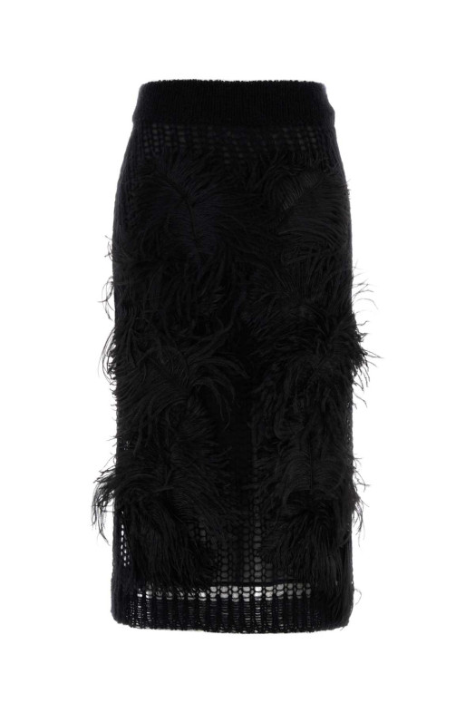 Black stretch crochet skirt White THE ATTICO (260WCS00294KMX002FS)