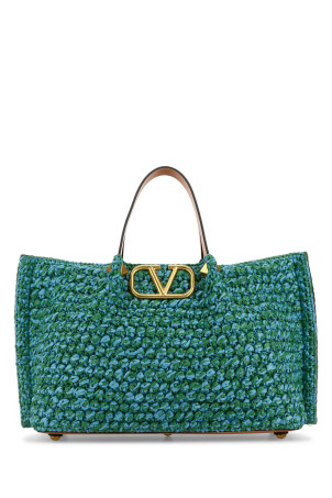 Two-tone raffia medium shopping bag VALENTINO GARAVANI (6W2B0R44IEH)