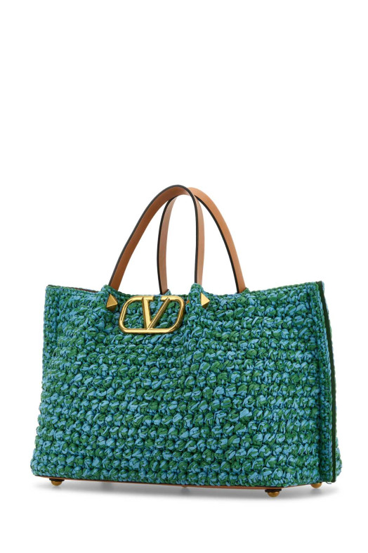 Two-tone raffia medium shopping bag VALENTINO GARAVANI (6W2B0R44IEH)