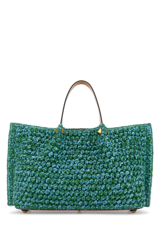 Two-tone raffia medium shopping bag VALENTINO GARAVANI (6W2B0R44IEH)