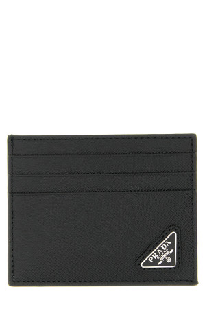Logo leather card holder Black