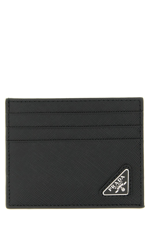 Logo leather card holder Black