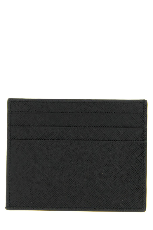 Logo leather card holder Black