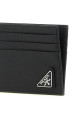 Logo leather card holder Black