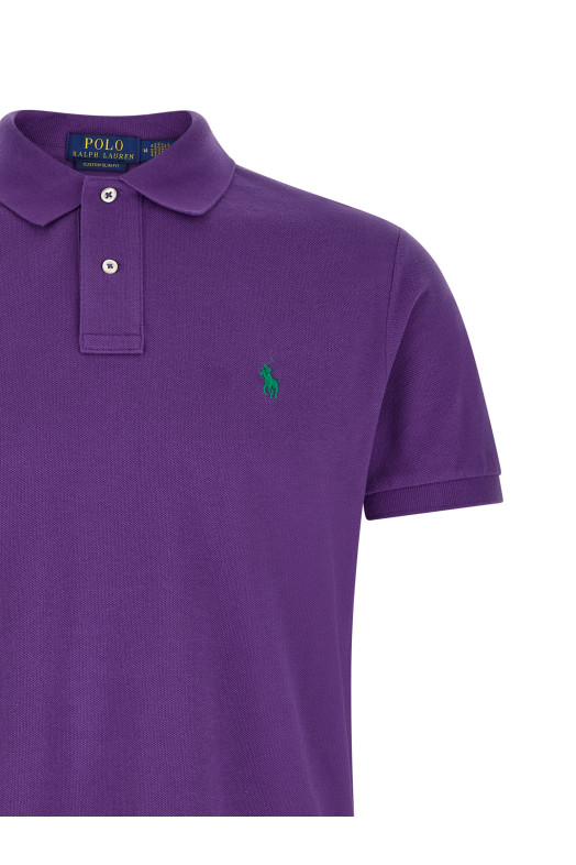 Logo embroidery polo shirt Purple