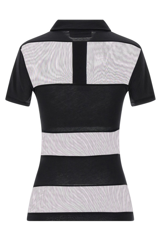 ‘Sheer Striped’ polo shirt Black