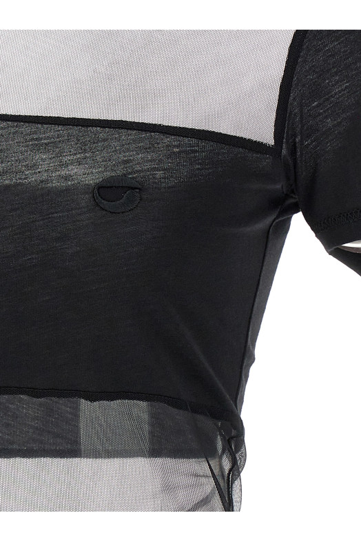 ‘Sheer Striped’ polo shirt Black