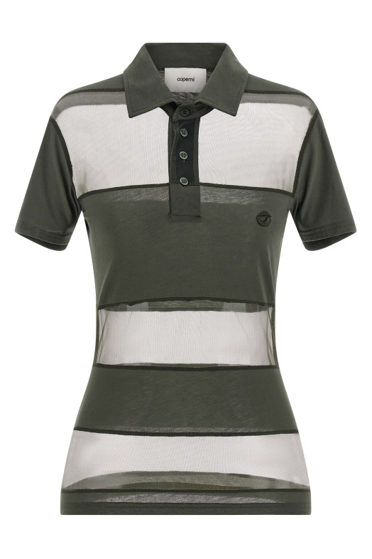 'Sheer Striped' polo shirt Green