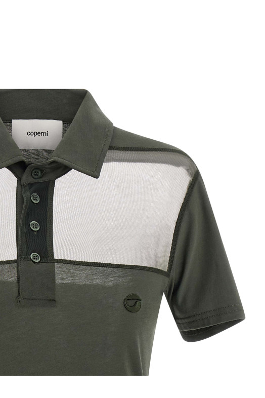 'Sheer Striped' polo shirt Green