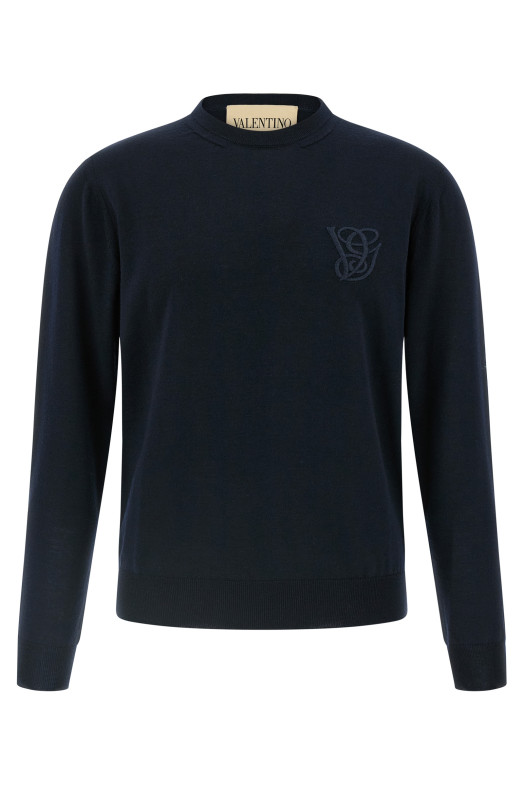 Valentino Garavani logo embroidery sweater Blue