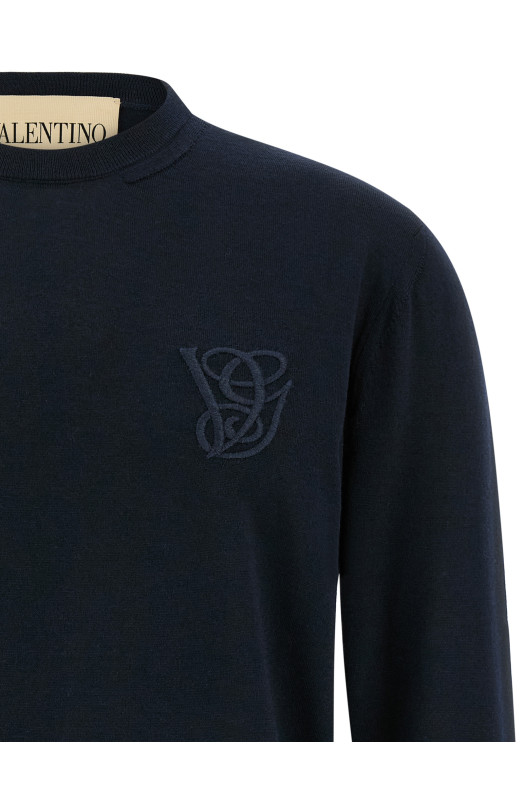 Valentino Garavani logo embroidery sweater Blue