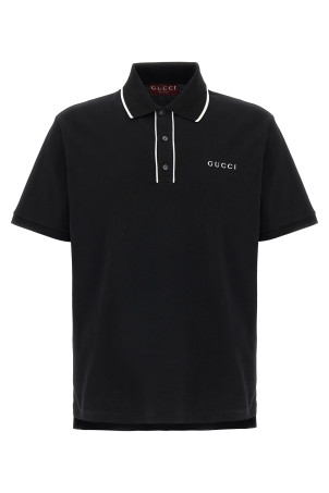 Logo embroidery polo shirt Black-grey
