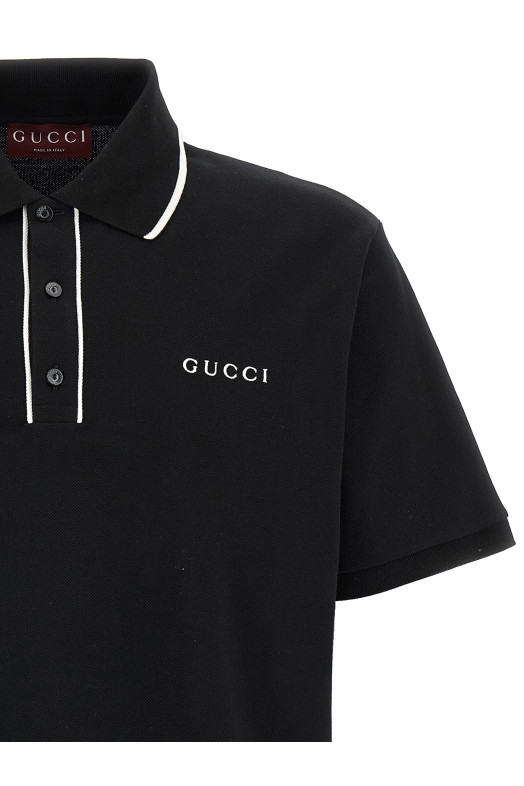 Logo embroidery polo shirt Black-grey