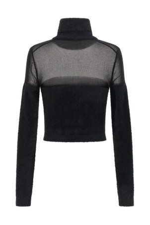 Brushed insert turtleneck sweater Black