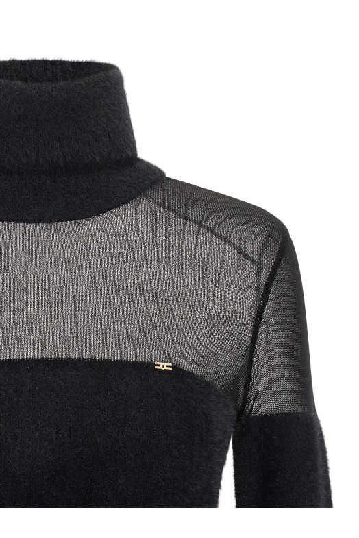 Brushed insert turtleneck sweater Black