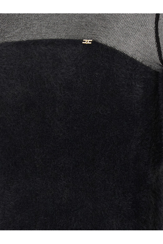 Brushed insert turtleneck sweater Black