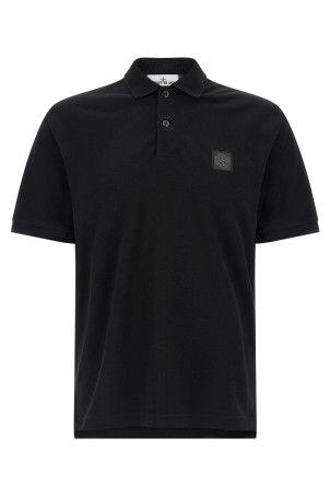 'Compass' logo polo shirt Black