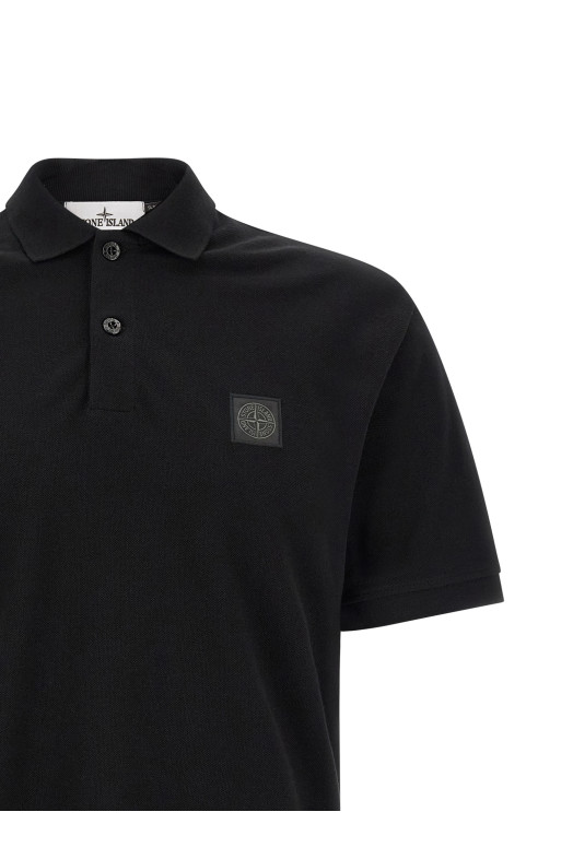 'Compass' logo polo shirt Black