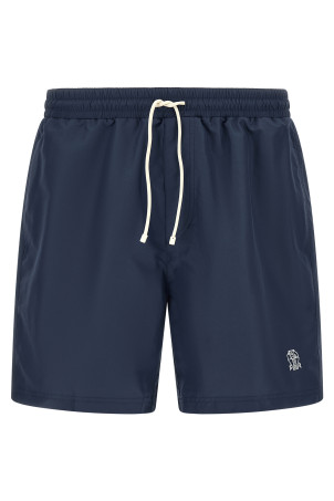 Logo embroidery swimsuit Blue