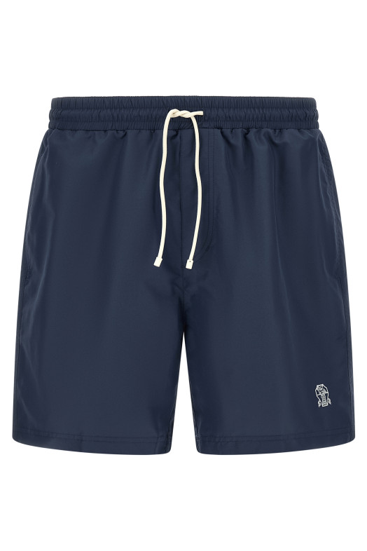 Logo embroidery swimsuit Blue