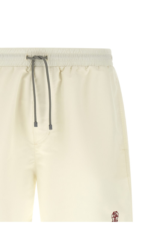 Logo embroidery swimsuit White