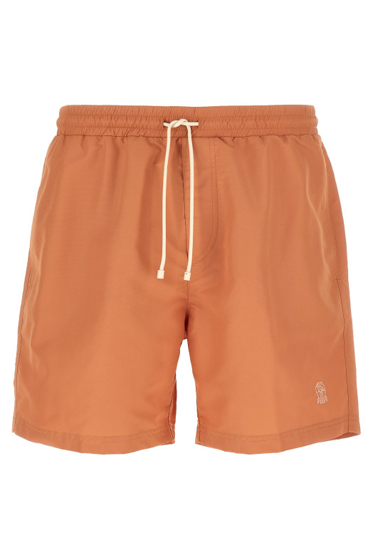 Logo embroidery swimsuit orange