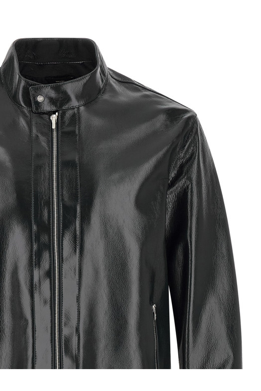 Lacquered leather blouson Blue