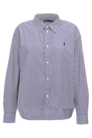Striped and logo shirt Blue