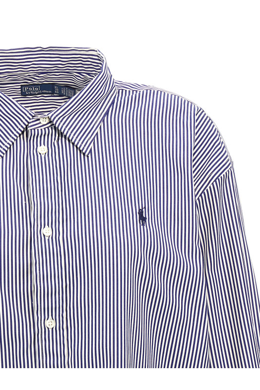 Striped and logo shirt Blue
