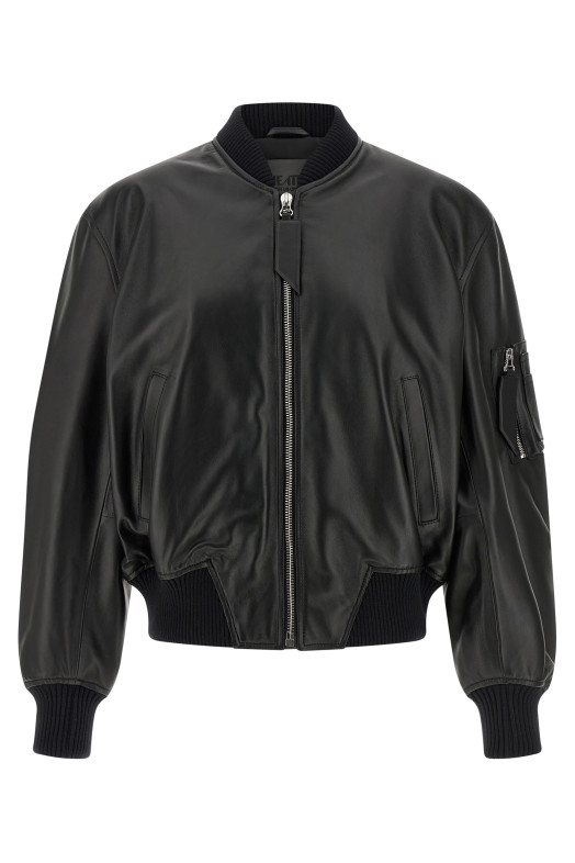 Leather bomber jacket Black