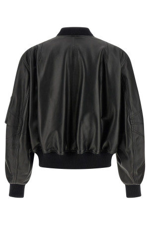 Leather bomber jacket Black