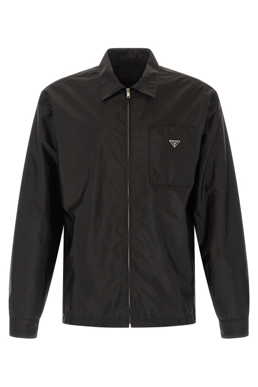 Re-nylon feather shirt Black