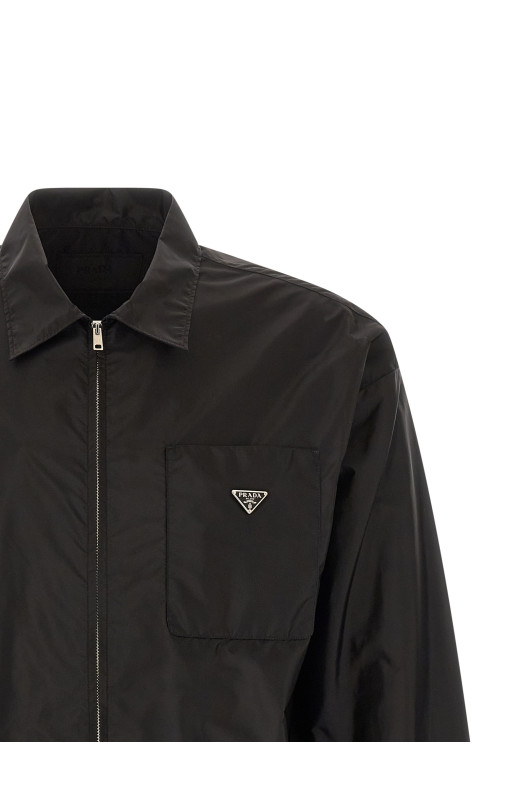 Re-nylon feather shirt Black