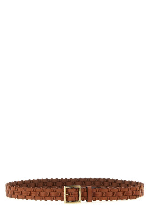 Braided leather belt Brown
