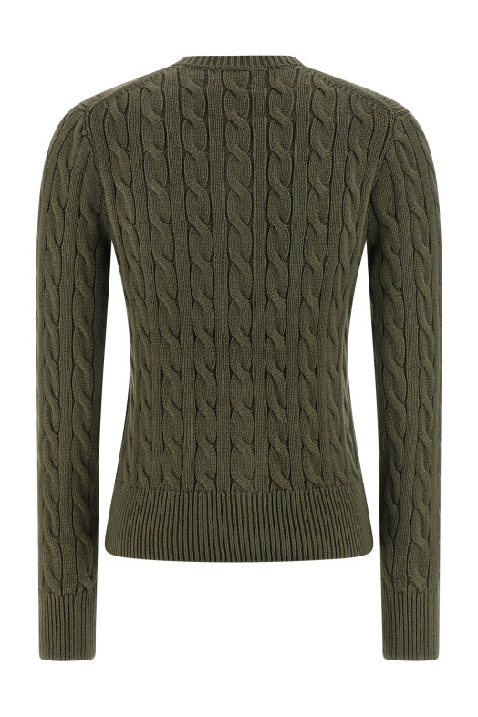 Cotton cable cardigan Green