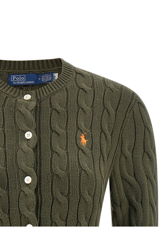 Cotton cable cardigan Green