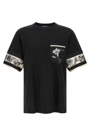 Silk detail T-shirt Black