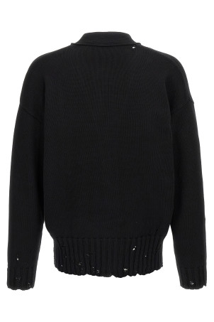 Logo embroidery cardigan Black