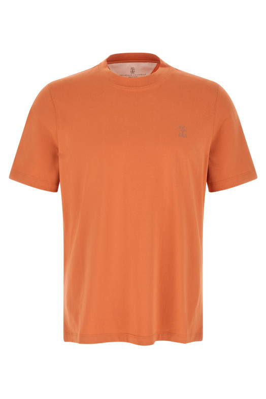 Logo print T-shirt orange