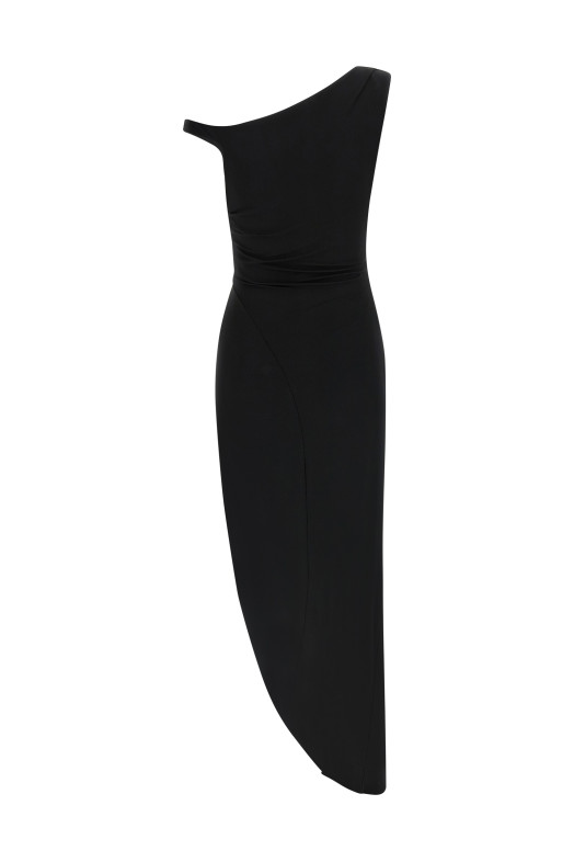 Jewel shoulder dress Black