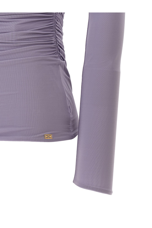 Asymmetrical neckline top Purple