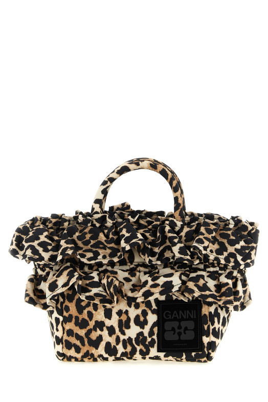 'Mini Shopper Ruffle Print' handbag Brown