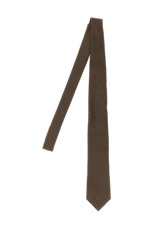 Texture Silk tie Brown